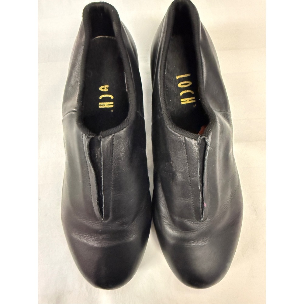 Bloch Black Leather Slip On Tap Shoes Shockwave Taps Size 5.5 M Dance